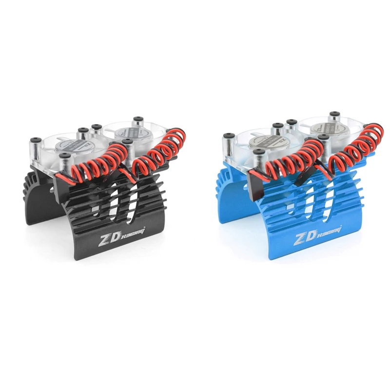 

ZD 2 Pcs Double Fan Motor Cooling Radiator 40-42Mm For 1/8 Traxxas X-Maxx Summit E-Revo ARRMA RC Car, Blue & Black