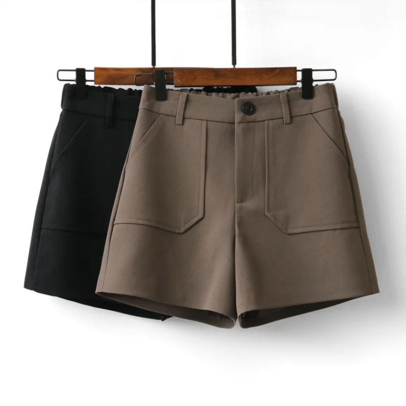 

Осенне-весенние женские шорты, новинка 2023, женские универсальные повседневные облегающие широкие шорты трапециевидной формы с высокой талией