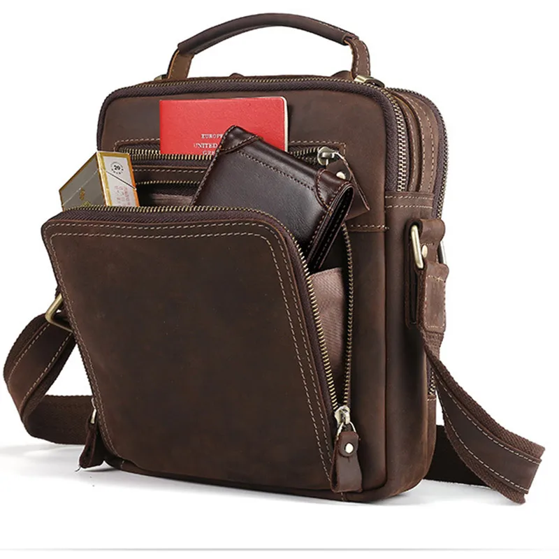 High Quality Real Leather Handbag for Men Genuine Leather Crossbody Bag Male Business Shoulder Bag Men's Messenger Bag