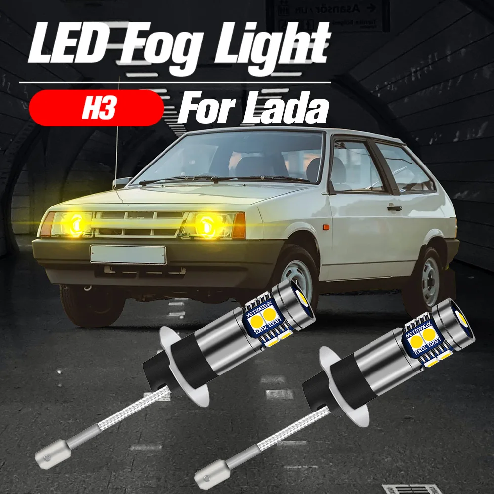 

2pcs LED Front Fog Light Blub H3 Lamp Canbus No Error For Lada Samara 2108 2109 2113 2114 2115 1990-2013
