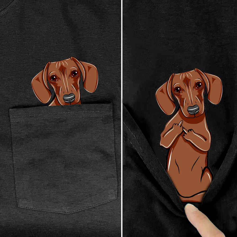 CLOOCL Men's T-shirt 100% Cotton T-shirt Pet Dog Dachshund M