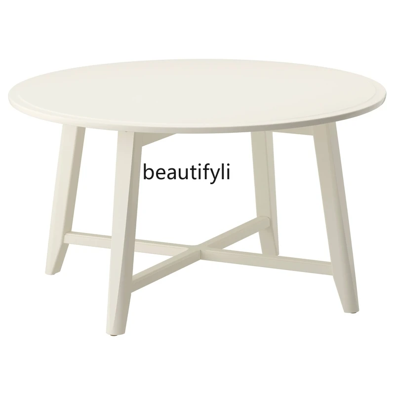 

zq Coffee Table Side Table European Retro Large Size round Short Table White
