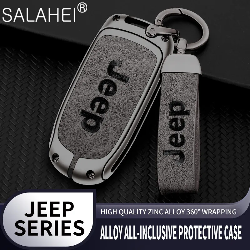 

Zinc Alloy Car Key Case Bag KeyChain For Jeep Grand Cherokee WK2 KL Wrangler JK Renegade Commander Compass 2018 2022 Accessories