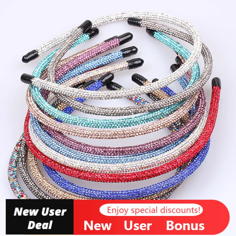 

Full Rhinestone Hairpins for Women Fashion Non-Slip Elastic Hair Hoop Bands Girls Scrunchies Headwear Headdress Solid Color 2022