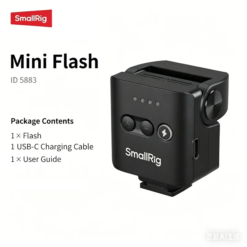 Фото Складная мини-вспышка SmallRig 5883 (45 г) с наклонным на 85 градусов головным креплением для Sony A7M5, Fuji XT5/XT50/XM5, Nikon ZR, Ricoh GR3 №2