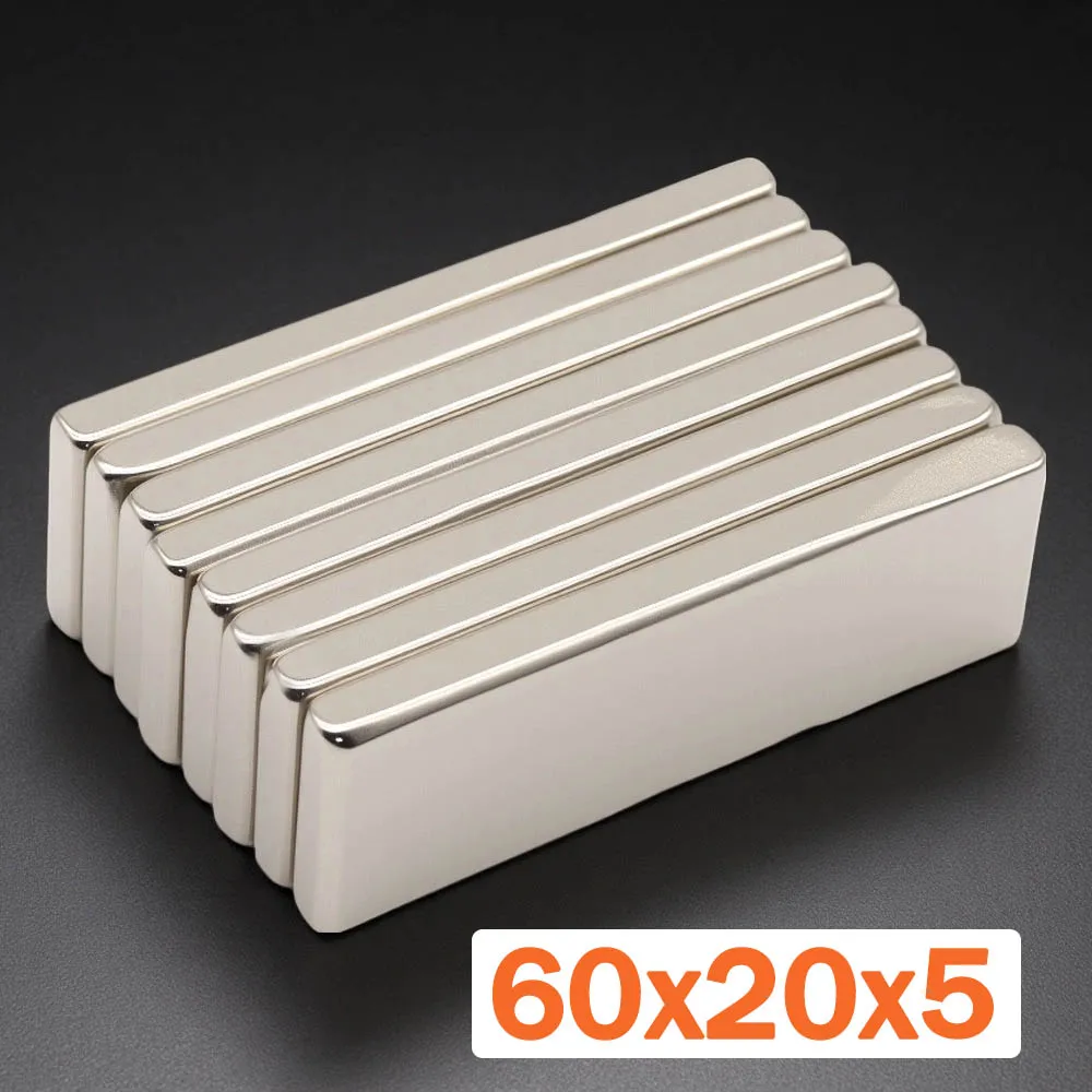 

60x20x5 мм супер сильный магнит N35 блок магнитный неодимовый магнит NdFeB мощный диск Imanes магниты на холодильник