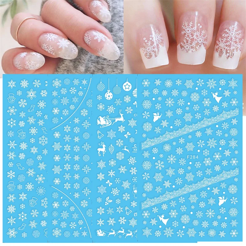 

1pcs Snowflake Nail Stickers Christmas Slider Design Gel Polish Nails Decals Santa Claus Foils Transfer Paper Nail Art Accessory