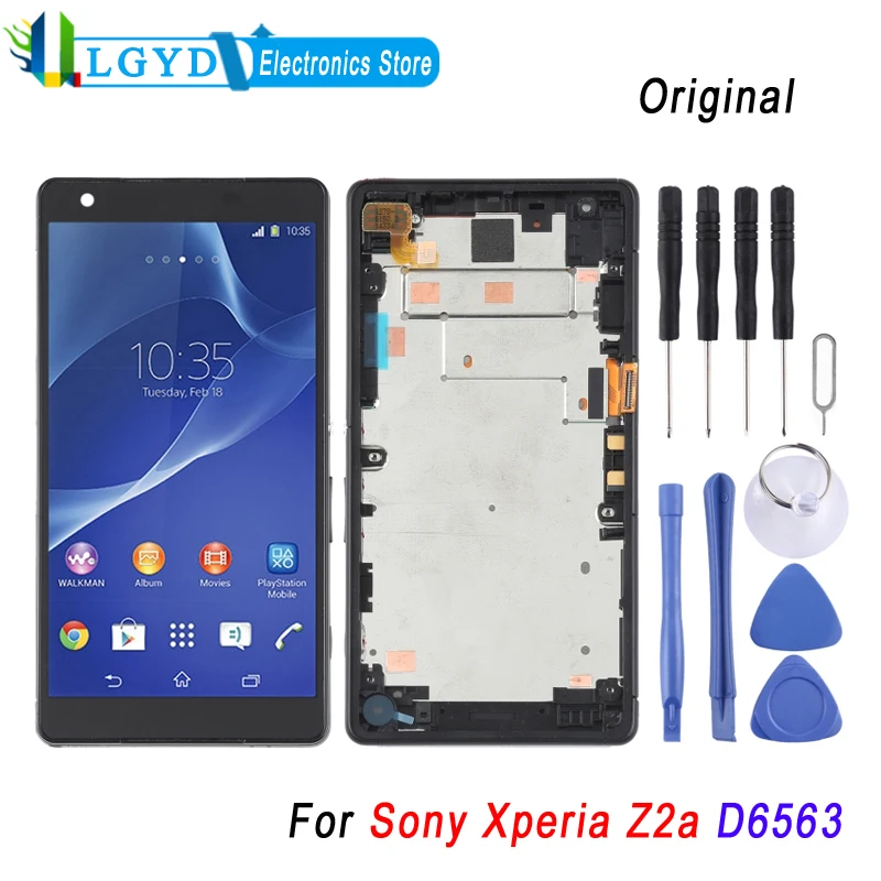 Оригинальный ЖК-экран для Sony Xperia Z2a D6563 сенсорный экран дигитайзер полная сборка Замена с рамкой