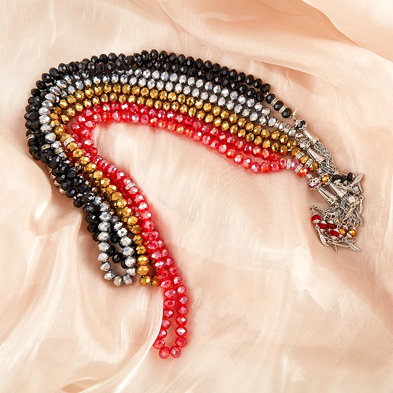 

1 комплект 8 мм 99 бусин, Кристальные молитвенные бусины, Кристальные браслеты Tasbih Tasbeeh Masbaha, исламский мусульманский браслет