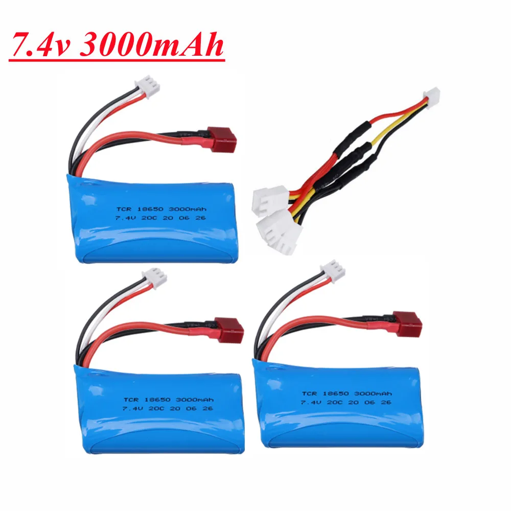 Литий-Полимерный Аккумулятор 7 4 в 3000 мАч 18650 20C 2S для Q46 Wltoys 12423 10428 12428 12429 12401 12402 12402A