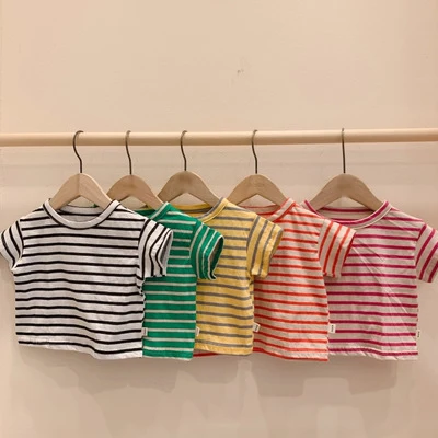 

Criscky Kids T-shirts Girls Summer O Neck Short Sleeve Stripped Clothes Baby T Shirts Children Short Sleeve Clothing T-shirt