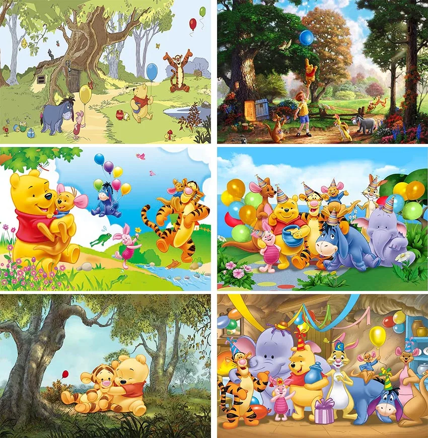 

Disney Winnie The Pooh Blue Sky Garden Flowers Castles Cartoon Photography Background Kids Birthday Celebration Decor Backdrops