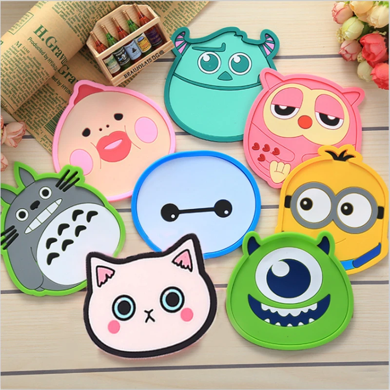 

1Pc Thickening Cartoon Silicone Dining Table Placemat Coaster Kitchen Accessories Felt Antiskid Mat Cup Bar Mug Animal Drink Pad