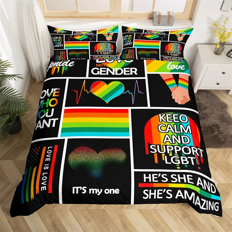 Комплект постельного белья с радужной расцветкой для девочек и мальчиков