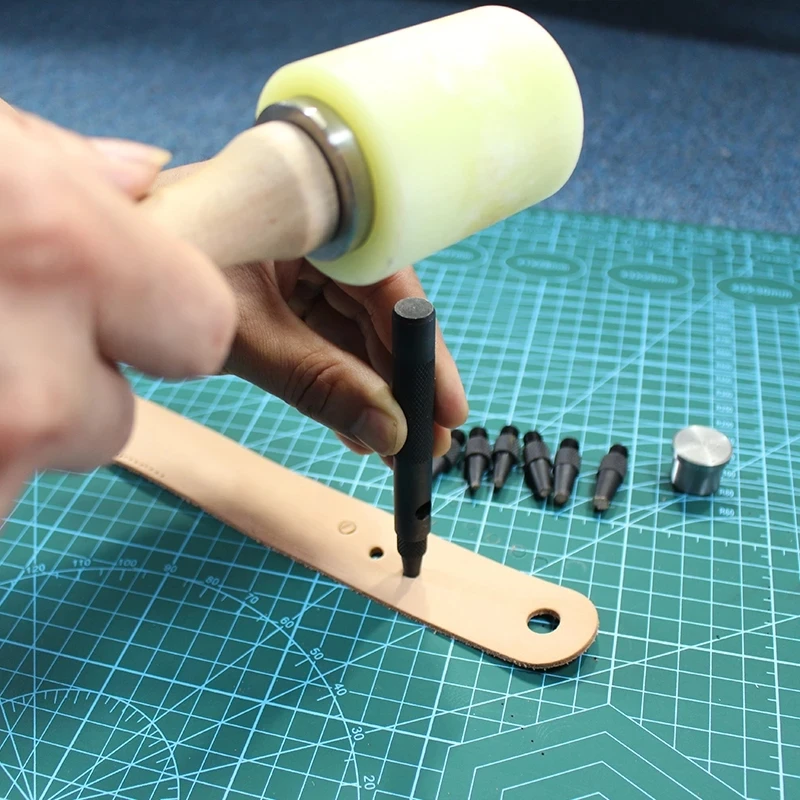 

Hole Punch Screw Removable Book Drill Auto With 7 Size Tip 2-5mm Automatic Belts Screw Punch Leather Tool for Watch Bands Belts