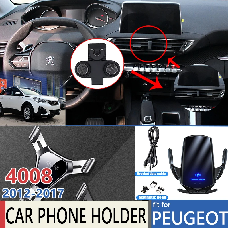 Car Mobile Phone Holder for Peugeot 4008 2012 2013 2014 2015 2016 2017 Telephone Stand Bracket Air Vent Accessories for Iphone