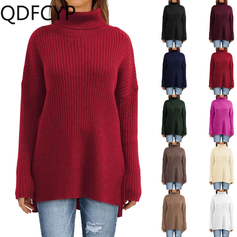 

Women's Sweater New in Autumn Winter 2023 Casual Super Large High Neck Fashion Vintage Loose Knit Pullover Waist Sweater women