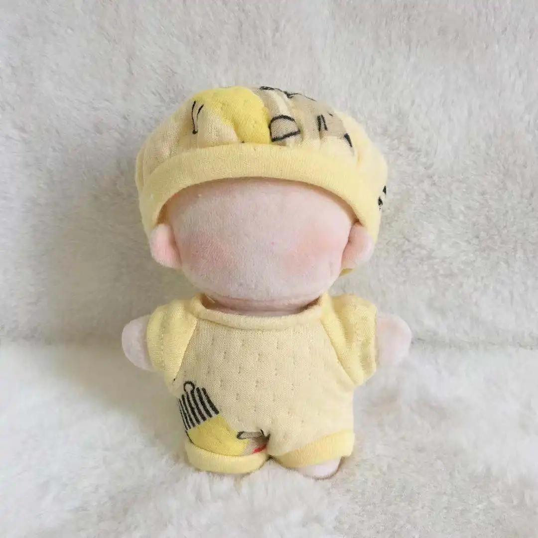 

Hand-made 10cm fat body doll clothes yellow romper, clothes and hat two-piece set without doll