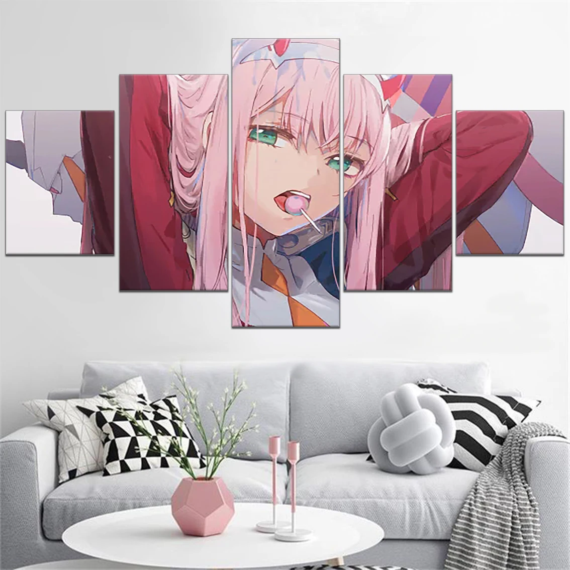 

Darling in the FranXX Zero Two Prints Anime Poster 5 Pieces Canvas Painting HD Pictures Modular For Bedroom Home Decor Wall Art