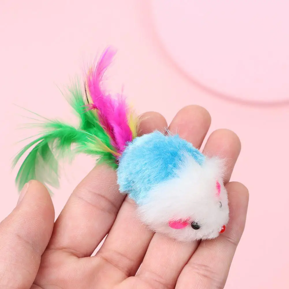 

Игрушки для домашних животных, кошек, накладная мышь, забавные мини-игрушки для кошек с красочными перьями, плюшевая мини-мышь, игрушки, това...