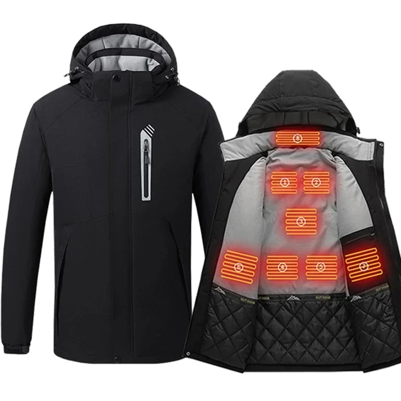 

Heating Hooded Jackets 2022 NEW Men Heated Jackets Outdoor Coat USB Electric Long Sleeves Parkas Warm Winter Thermal Clothing