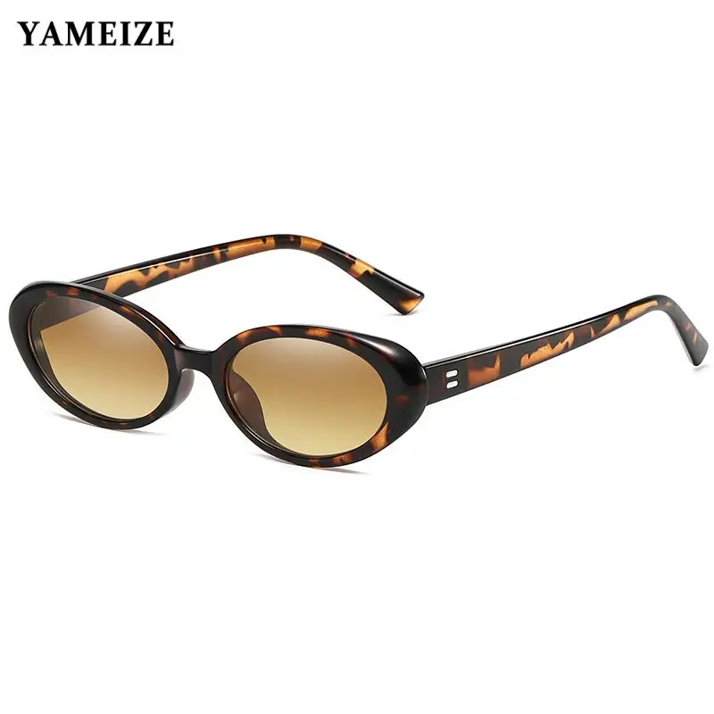 

Очки солнцезащитные мужские/женские Овальные, небольшие брендовые дизайнерские очки в винтажном стиле, с леопардовым принтом «кошачий глаз», с цветными линзами Uv400