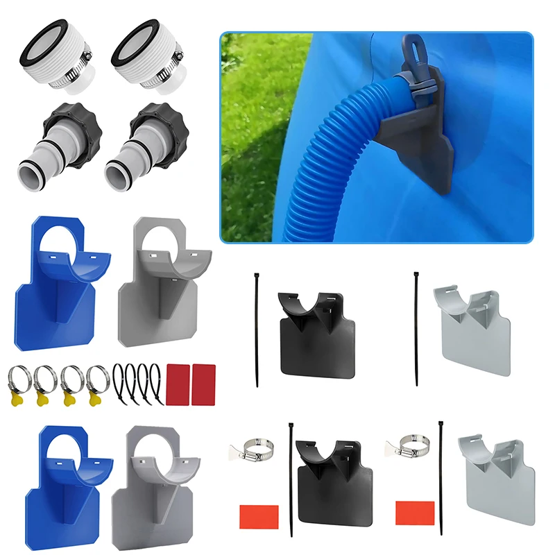 

Swimming Pool Pipe Holder Hose Bracket Mount Supports Pipes 30-38mm for Intex Above Ground Hose Outlet with Cable Tie Fixing