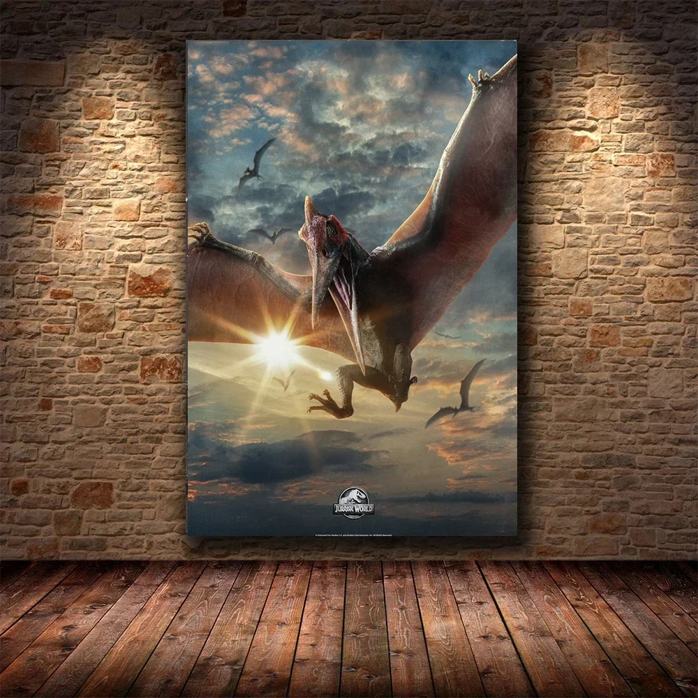 Современный стиль динозавра периода Юрского постер напечатанный на холсте без