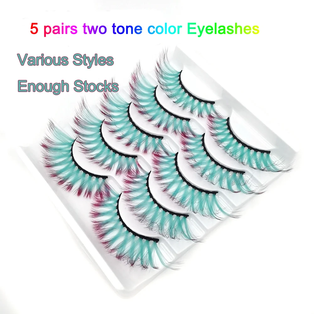 

5 пар 3D цветные ресницы 2 Тона Цветные ed искусственные норковые ресницы оптом цветные шелковые накладные ресницы для бизнеса Искусственные ...