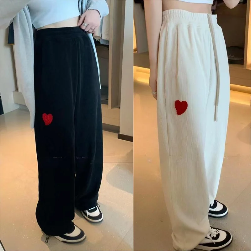 

Corduroy Ader Error Sweatpant Men Women High Quality Embroidered Red Heart Towel Logo Sportpant Trousers Pocket
