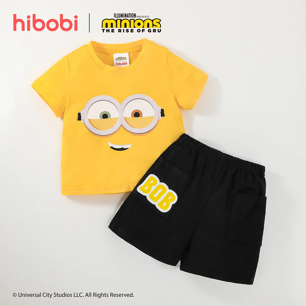 Hibobi × комплекты летней детской одежды с миньонами футболка коротким рукавом