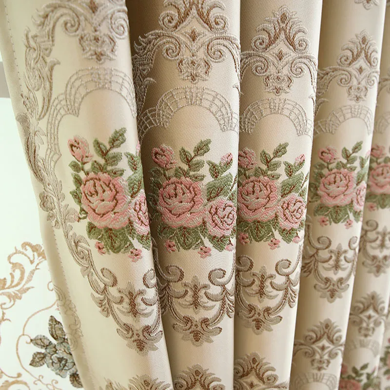 

Европейская жаккардовая комната затемняющие занавески для гостиной светонепроницаемая Спальня 3D Цветочная оконная занавеска 1 панель на заказ Роскошная