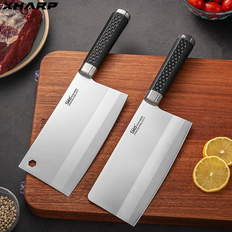 

Sharp Stainless Steel Bone Chop Cutter Knife Ergonomic Handle Chef Kitchen Knife Ribs Poultry Meat Fruit Slicing Kitchen Cleaver