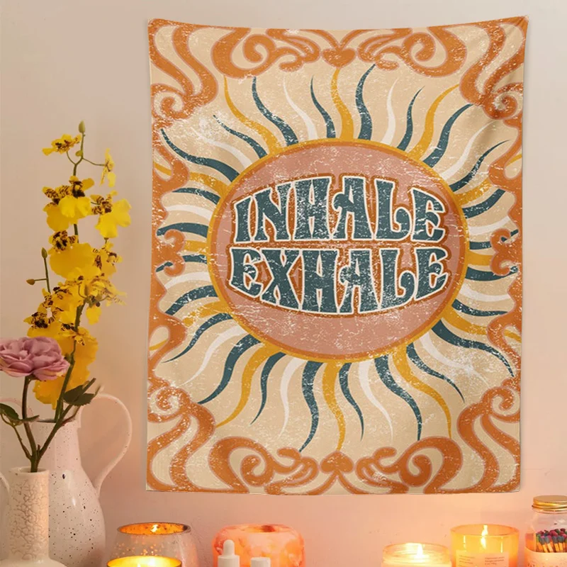 

Vintage Sun Aesthetic Tapestry Wall Hanging 80S Retro Wall Decor Tapestries Bedroom Drom Room 90S Bohemian INS Print Wall Decor
