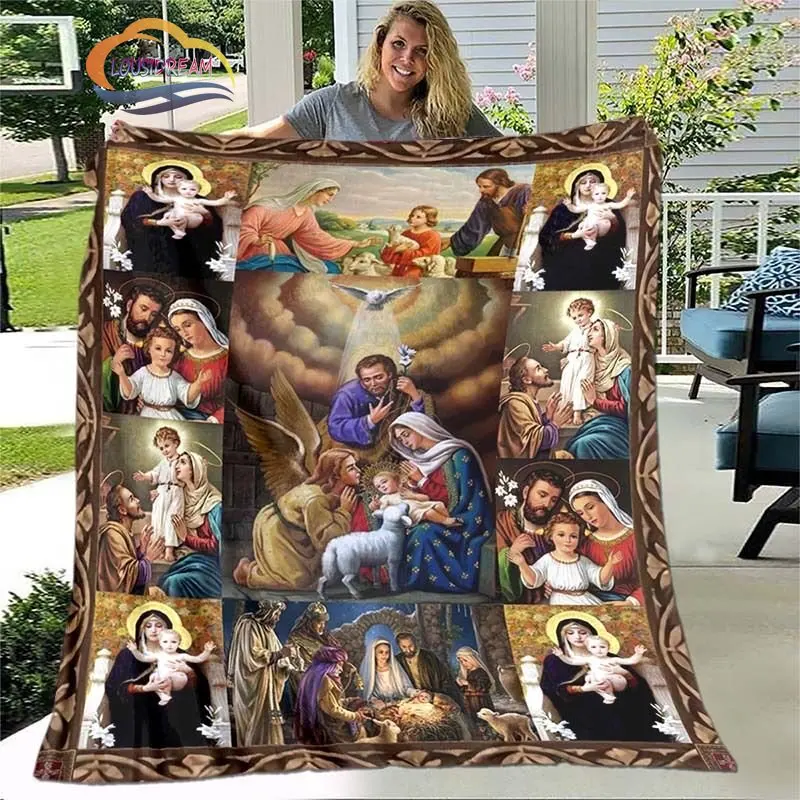 

Jesus Series Blanket Jesus Mother the Blessed Virgin Mary Flannel Blanket Comfortable Warm Blanket Religious gift blanket