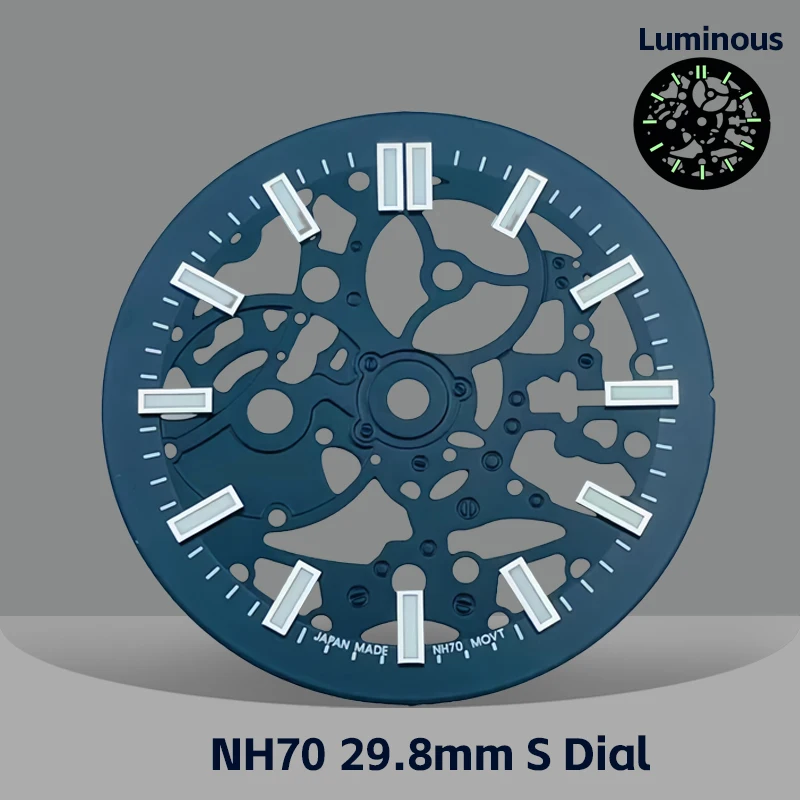 Фото NH70 29,8 мм Nautilus Skeleton Dial с логотипом S, ночное свечение для калибра NH70/NH38, аксессуары для модификации часов №1