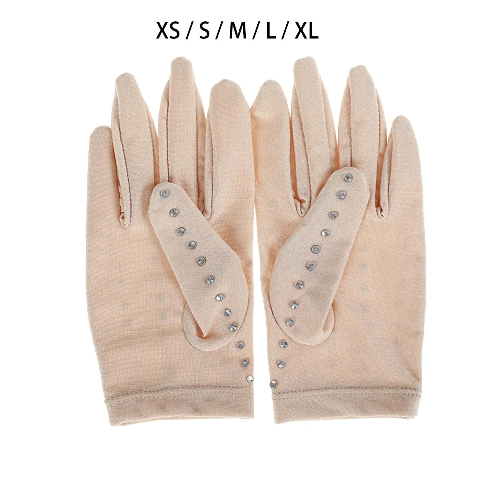 

Women Ice Figure Skating Gloves with Rhinestones Decoration Fashion Skating Accessories for Show Performance Competition Dance
