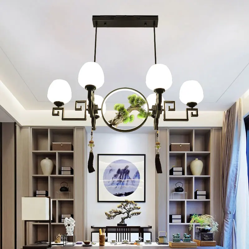 Люстра для ресторана в китайском стиле креативная лампа ретро чайной комнаты