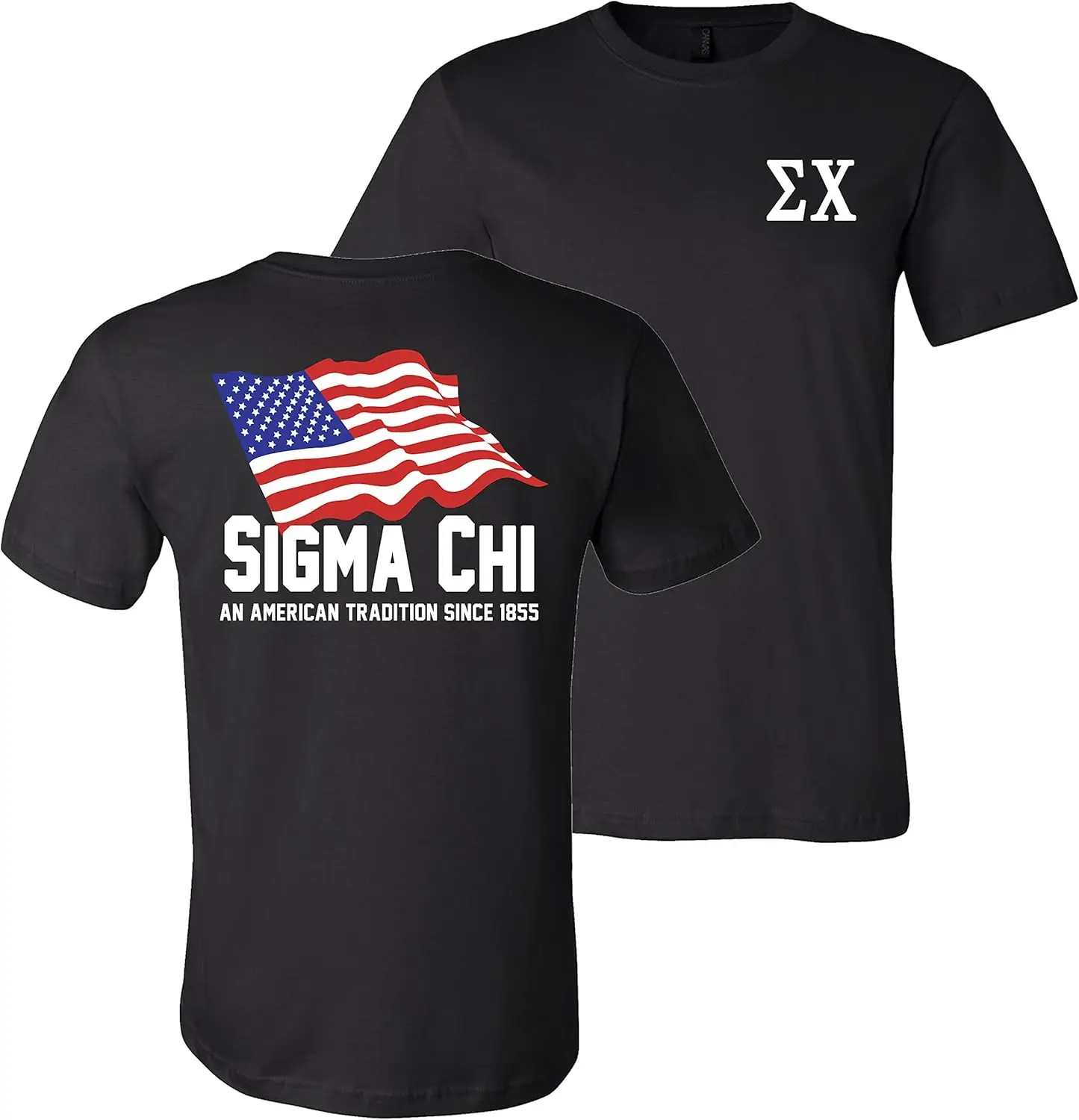 Sigma Chi Fraternity Американская традиция Bella + холщовая мягкая черная футболка