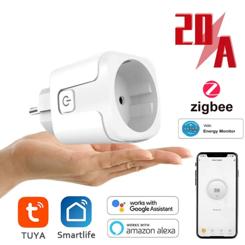 

Zigbee 3.0 Smart Plug WiFi Socket EU 16A Power Monitor Timing Function Tuya APP Control Works With Alexa Google Assistant Yandex