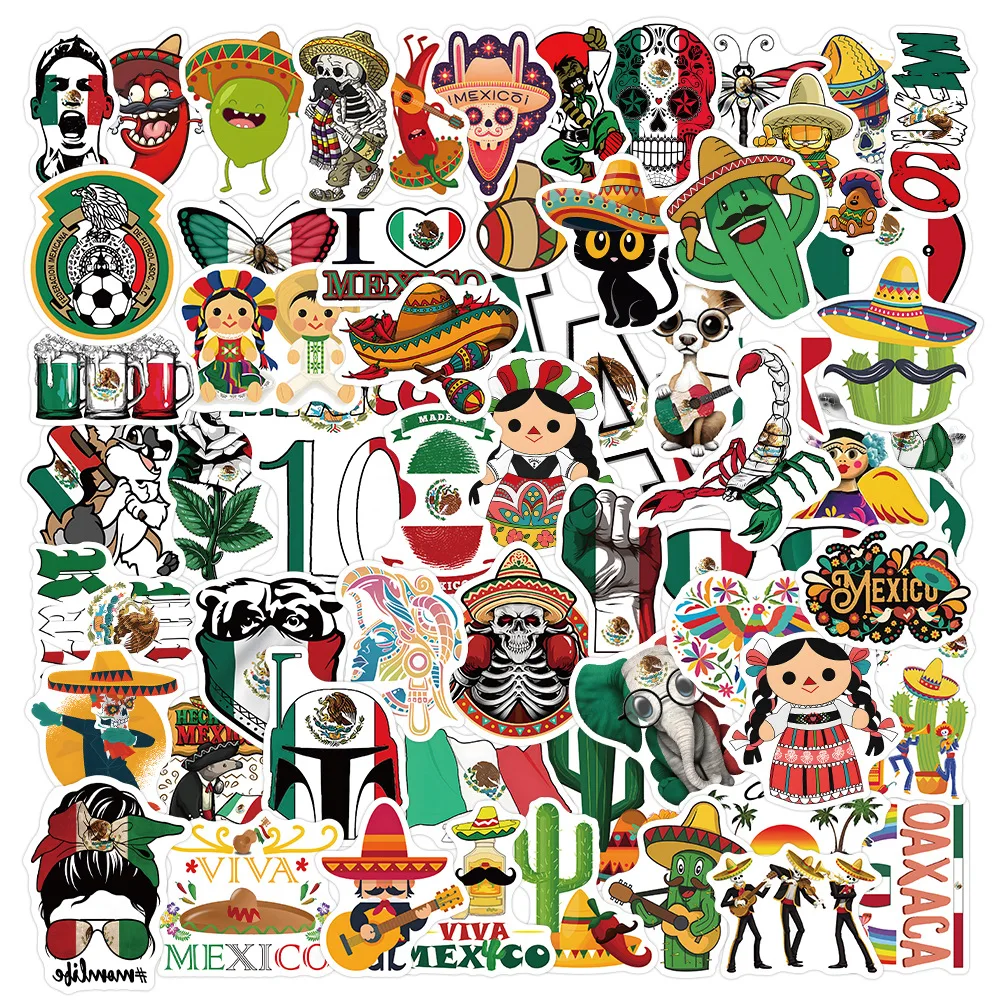 

Mexican Folk Customs Cartoon Graffiti Stickers Helmet Suitcase Scooter Decoration Stickers Children's Holiday Gifts