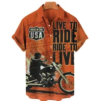 hot selling hawaiian shirts for men route 66 motorcycle american shirts 3d print tops hip hop rock male clothes camisa masculina