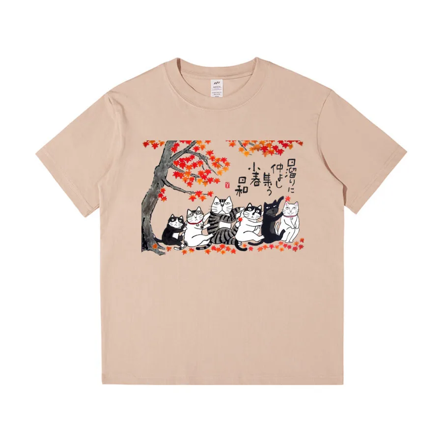 

Футболка Мужская/женская с рисунком японского кота, 230 г/м2