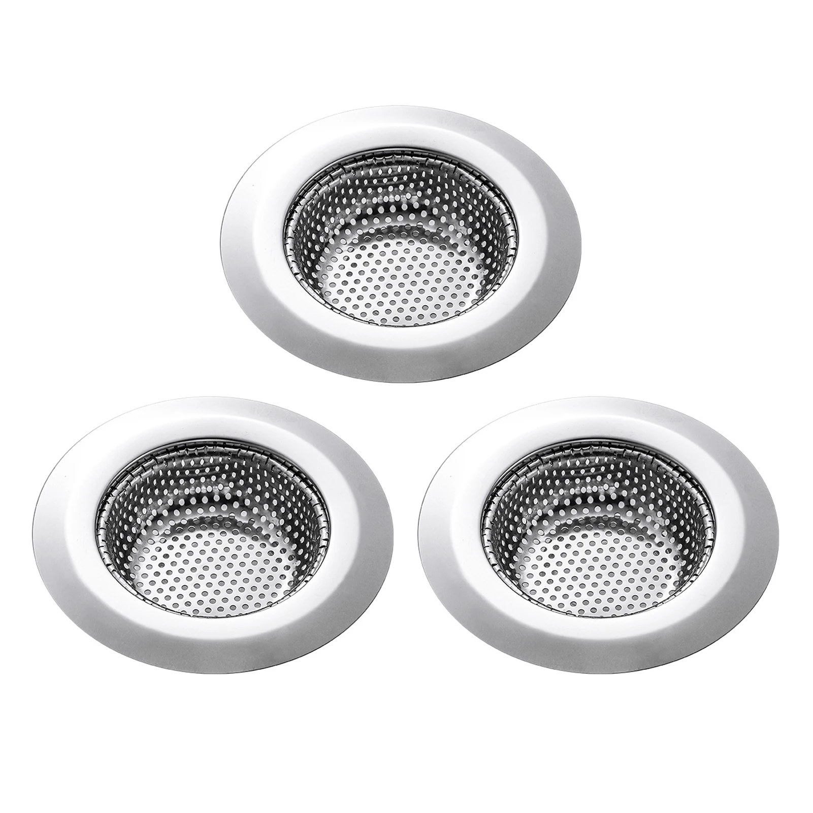 

3pcs Reusable Garbage Drain Stainless Steel Kitchen Sink Strainer Hair Catcher Shower Dishwasher Safe Anti Clogging Bathroom
