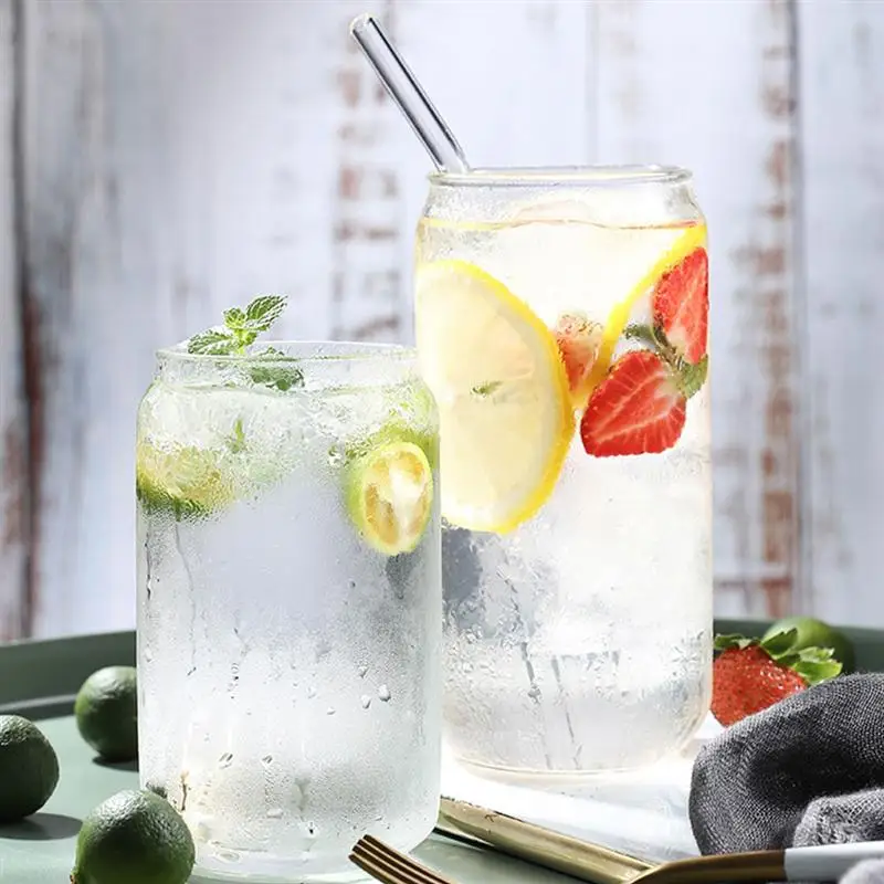 

1 Set Creative Glass Cups Straw Cups Cocktail Cups Heat-resistant Drinking Cups(2 cups and 2 straws)