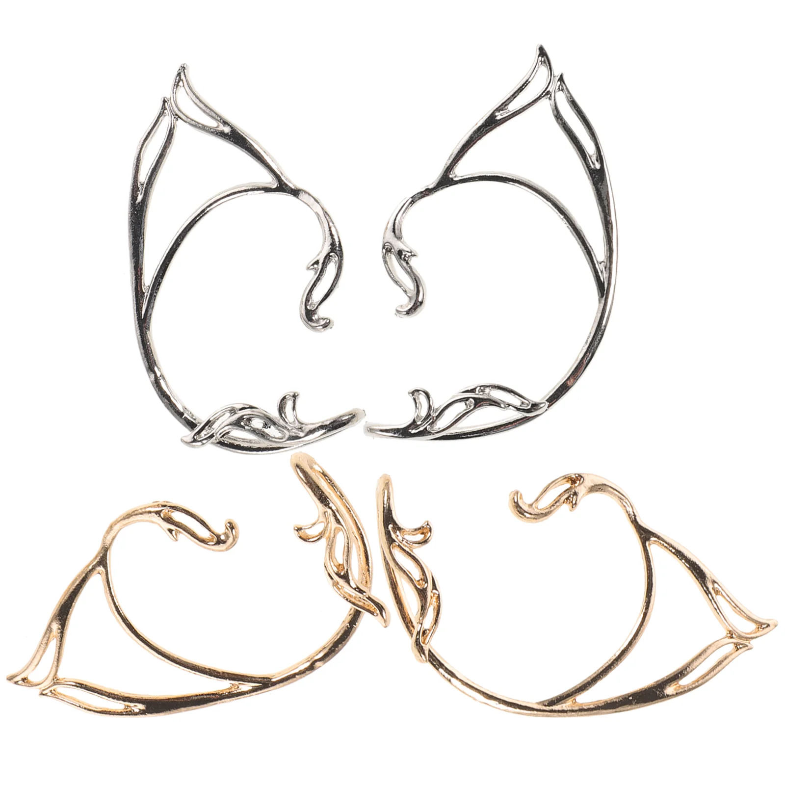 2-парные серьги-каффы без пирсинга в виде эльфа серебряные универсальные серьги