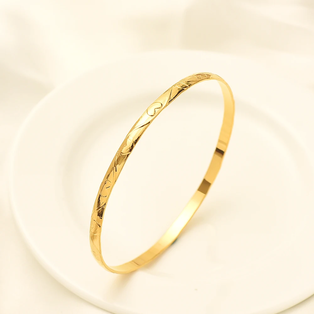 68MM 24K Ethiopian Wave Dubai Trendy Wedding Bangles for Women Arab African Gold Color Bracelet Jewelry Middle East Gifts images - 6