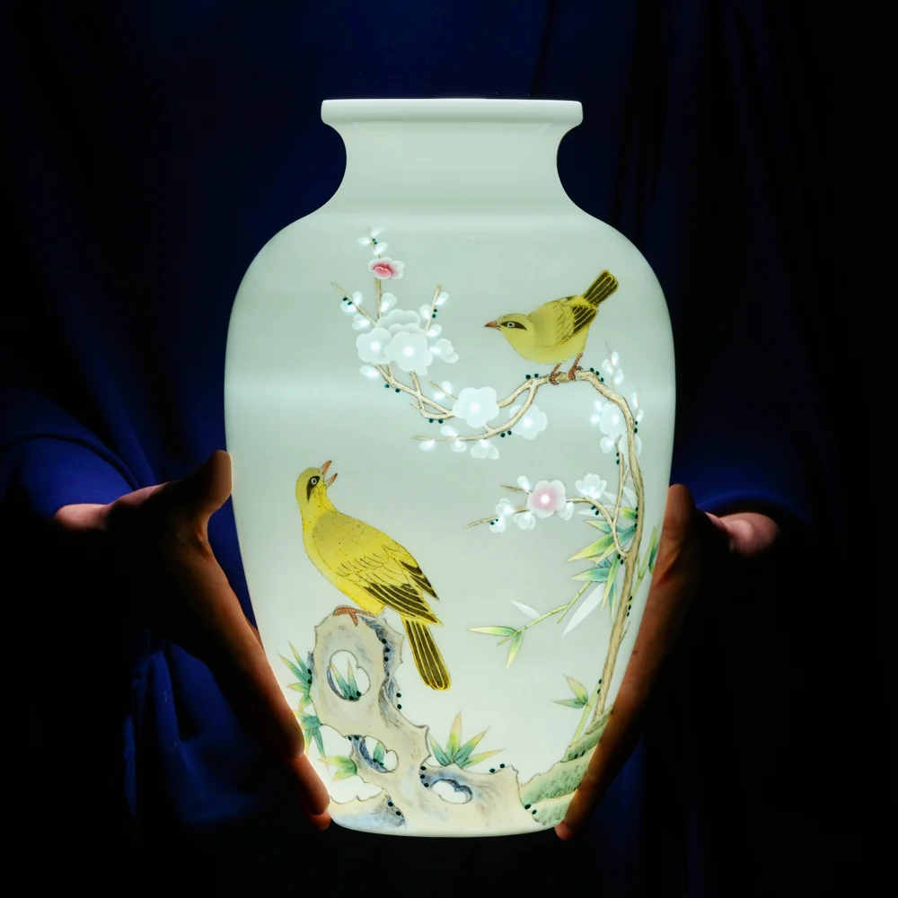 

Shelf Chinese Ceramic Decorative Vase for Living Room Home Decoration Hand-Painted Flower Jingdezhen Desktop Bedroom Ornament