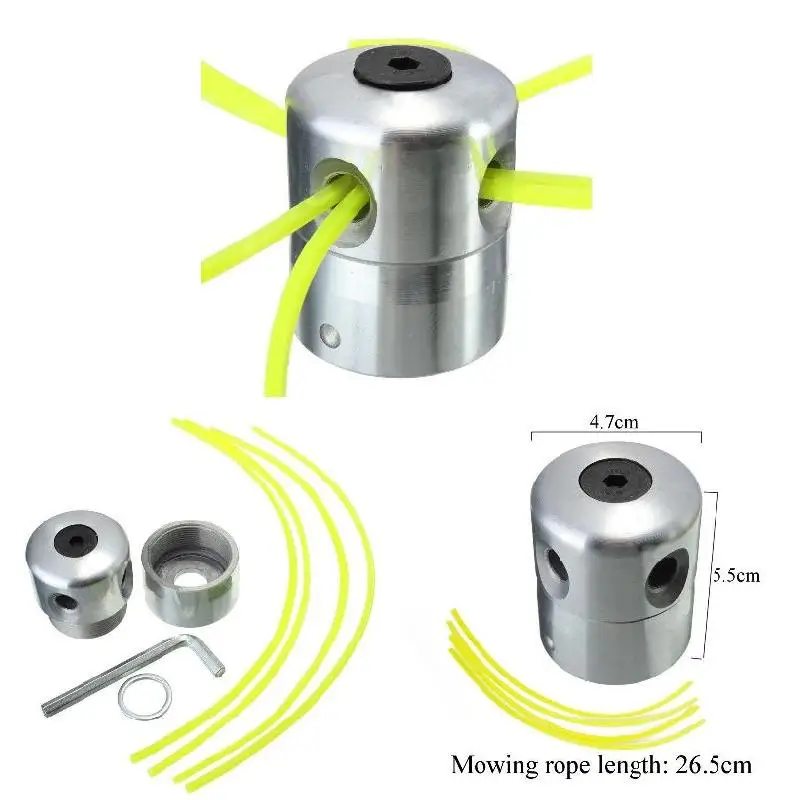 

Aluminum Alloy Grass Trimmer Head with 4 Lines Brush Cutter Head Lawn Mower Accessories Durable Grass Trimmer LI