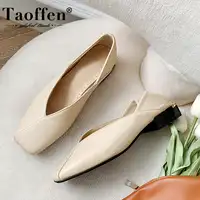 Женские туфли с квадратным носком Taoffen, весенне-летние туфли размеров 32-43 на плоской подошве, 4 цвета
